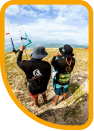 Kitesurf beginner Class two guys talking