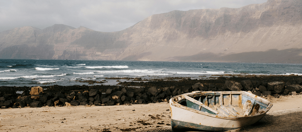 Famara beach. Kitesurfing Lanzarote