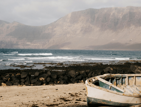 Famara beach. Kitesurfing Lanzarote